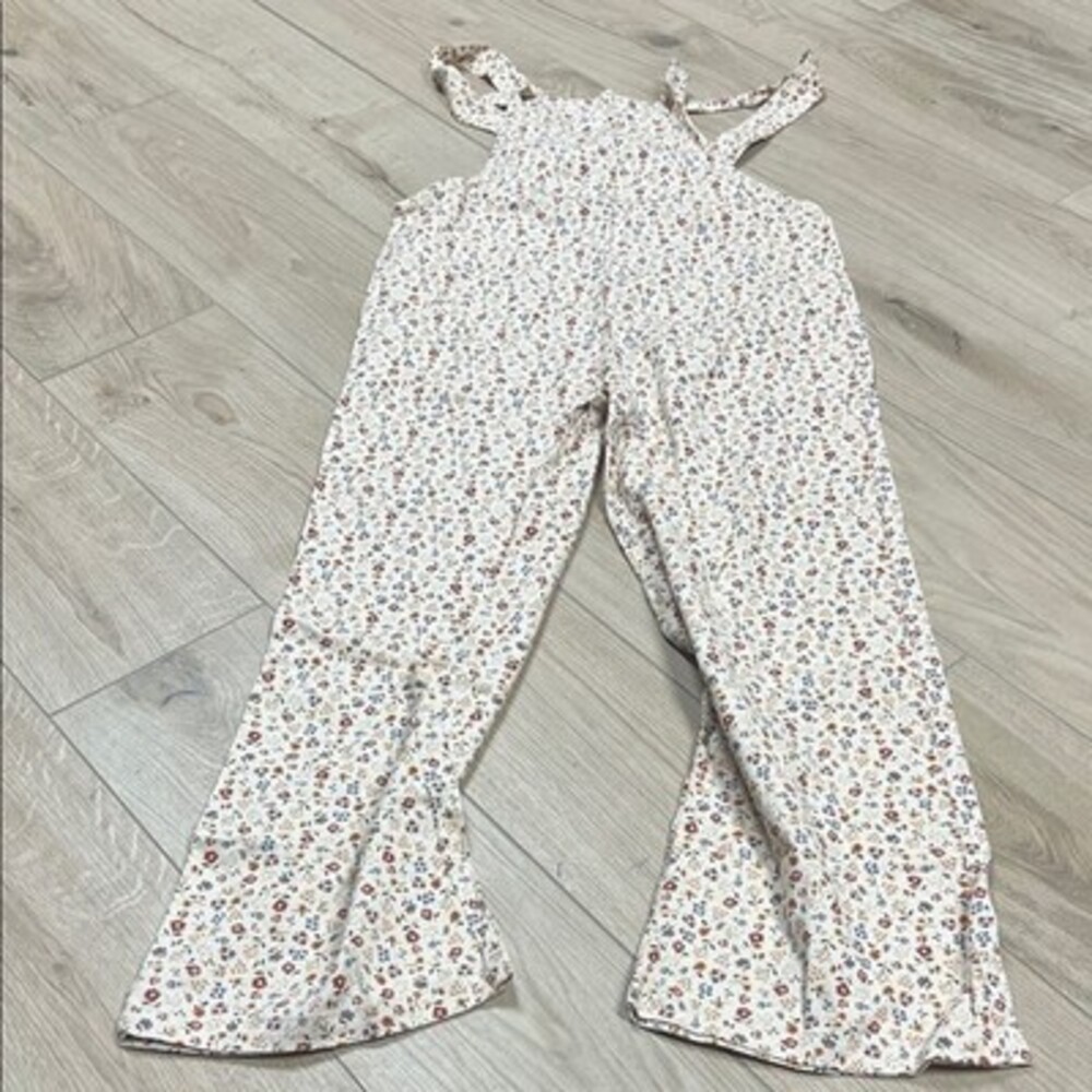 Floral Print Jumpsuit with Ruffle Straps